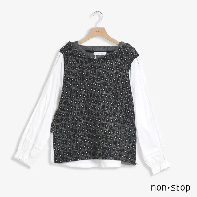 【non-stop】花影呢喃連帽織紋T恤-2色