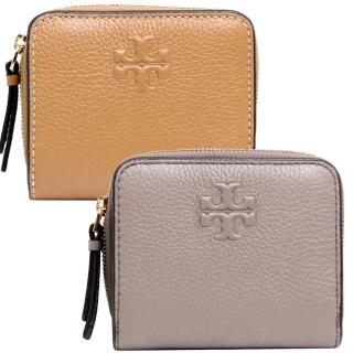 【TORY BURCH】THEA 浮雕LOGO外縫線荔枝紋皮革釦式短夾(多色任選)