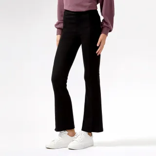 【Hang Ten】女裝-BOOT CUT雲朵空氣感顯瘦小喇叭長褲(黑)