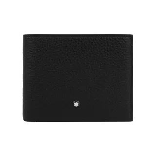 【MONTBLANC 萬寶龍】粒面牛皮對開零錢袋短夾(黑色)