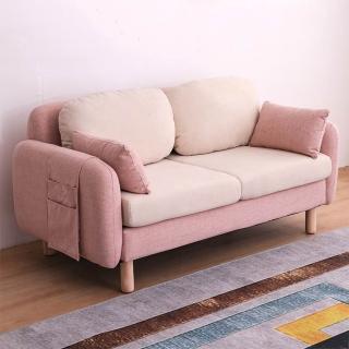 【DYT】北歐簡約布藝沙發 70*67*65CM 單人位+抱枕(L型 拼色沙發 側邊雙層儲物袋 耐磨 可拆洗)