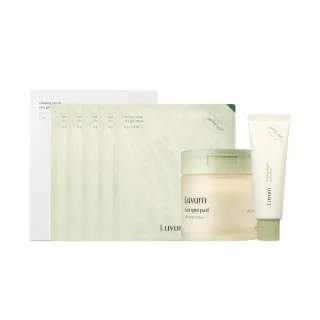 【Luvum】積雪草修護三件組 面膜5片+乳霜50ml+棉片60片 敏感肌修護 保濕 鎮靜 官方直營(面膜 乳霜 棉片)