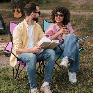 【Horizon 天際線】輕便折疊野餐一桌二椅組(野餐椅/露營椅/摺疊椅/桌顏色隨機)