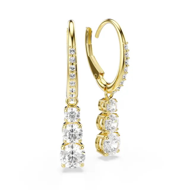 【SWAROVSKI 施華洛世奇】Stilla Attract 大圈耳環 圓形切割 白色 鍍金色(情人節禮物)