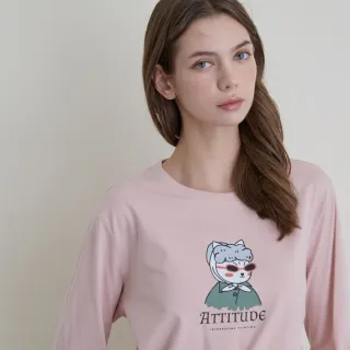 【GIORDANO 佐丹奴】女裝名畫印花長袖上衣(45 粉紅)