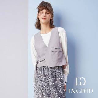 【IGD 英格麗】網路限定款-素面學院風西裝內裡口袋造型背心(灰色)