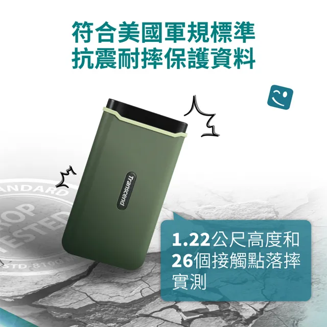 【Transcend 創見】ESD380C 1TB USB3.2/Type C 抗震雙介面 外接SSD行動固態硬碟-橄欖綠(TS1TESD380C)
