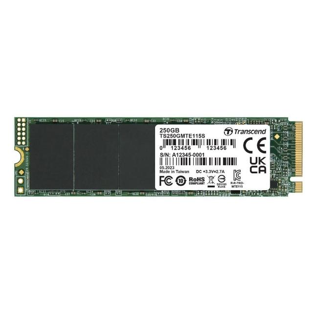 【Transcend 創見】MTE115S 250GB M.2 2280 PCIe Gen3x4 SSD固態硬碟(TS250GMTE115S 新舊包裝隨機出貨)