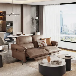 【Cheers 芝華仕】預購60天★頭等艙頭層牛皮雙人加大零靠牆可進掃地機電動沙發組附USB 30395 可可棕