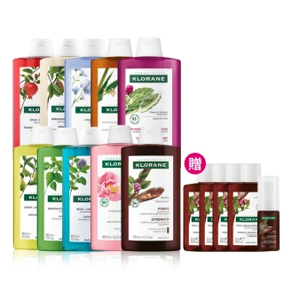 【KLORANE 蔻蘿蘭官方直營】任選3入植萃洗髮精400ml(養髮/控油/護色/修護/澎鬆/涼感/舒敏/抗屑/淨透/保濕)