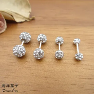 【海洋盒子】精緻閃耀鑲鑽球球S999純銀轉珠耳環(轉珠耳環.貼耳耳環)