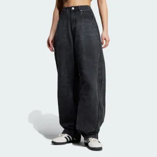 【adidas 愛迪達】ADILENIUM SEASON 3 水洗牛仔長褲(JX9213 女款 ORIGINALS寬鬆牛仔褲 黑)