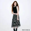 【MOMA】巴洛克菱格紋刺繡銀線網紗傘裙(黑底花布)
