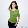 【MOMA】麻花捲邊羊毛混紡針織七分袖上衣(兩色)