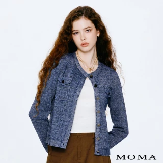 【MOMA】細閃小香風金銀線針織外套(藍色)