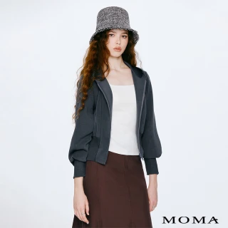 【MOMA】挺舒適空氣棉泡泡袖短版連帽外套(兩色)