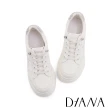 【DIANA】燙鑽植絨拼接免綁帶厚底休閒鞋(銀色)