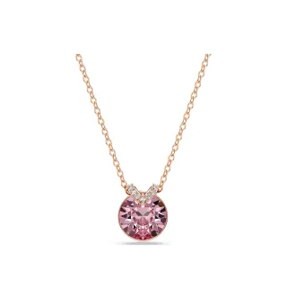 【SWAROVSKI 施華洛世奇】Bella V 鏈墜圓形切割  粉紅色  鍍玫瑰金色調