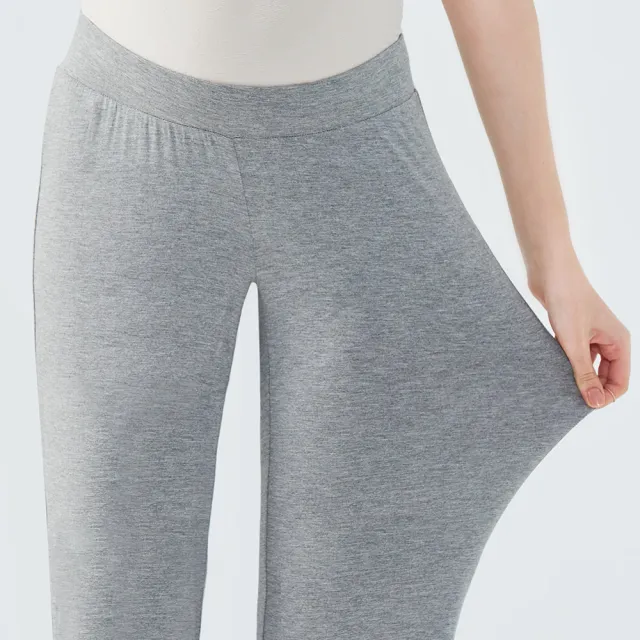 【Gennies 奇妮】休閒親膚居家睡褲-灰/粉(孕婦褲 月子服 居家褲 寬版 低腰)