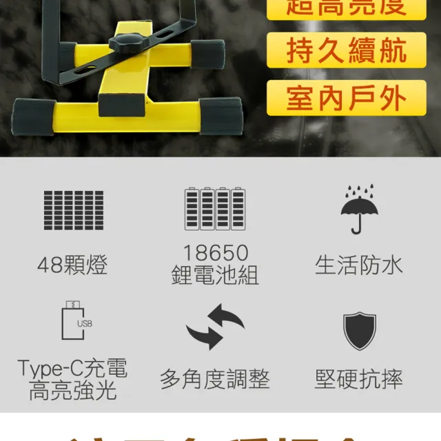 185-WL300 探照燈 工業級地燈 露營燈 釣魚燈 緊急照明燈 工程維修燈(應急照明燈 300W手提投射工作燈)