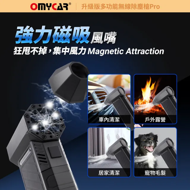 【OMyCar】升級版多功能無線除塵槍Pro 國家認證 一年保固-快(充氣洗車 暴力渦輪風扇 手持強力風槍)