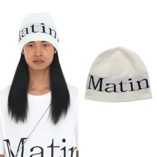 【MATIN KIM】官方旗艦 LOGO提花針織毛帽(白色)