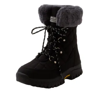 【nono house】an.an 禦寒菱格紋防潑水中筒雪靴(黑)