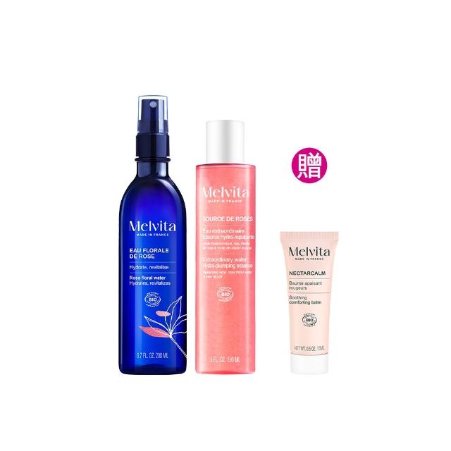 【Melvita 蜜葳特】玫瑰保濕澎彈雙星組(玫瑰花粹200ml+凝水彈力精萃露150ml)