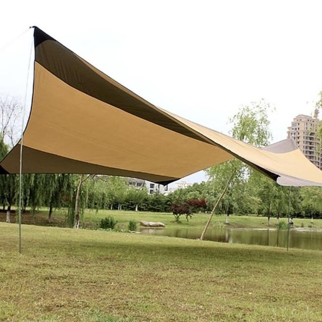 【時尚玩家】遮陽防水大型加厚蝶式天幕帳篷/炊事帳/野餐帳 5.5x5.6m(三色可選)