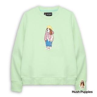 【Hush Puppies】女裝 上衣 精緻美式休閒棒球帽狗長袖上衣(淺綠 / 54210101)