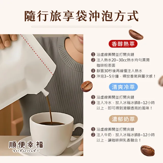 【順便幸福】隨行旅享袋-奶油核桃咖啡10入x1組(400ml 濾袋 旅行 沖泡)