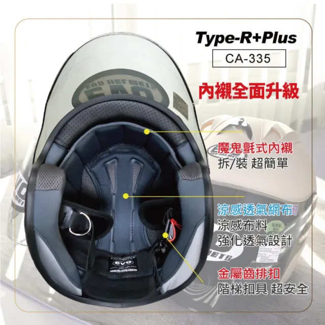 【EVO】Type R Plus 升級版｜3/4復古騎士帽 R帽(台灣製造 檢驗合格)