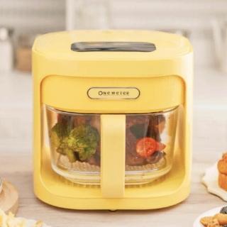 【one-meter】★九成新福利品★4.5L玻璃3D氣旋無油空氣炸鍋(薄荷綠/蜂蜜黃)
