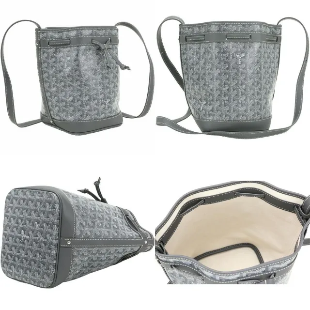 【GOYARD 高雅德】Petit Flot 塗層帆布抽繩斜背水桶包-3色可選(水桶包 斜背包)