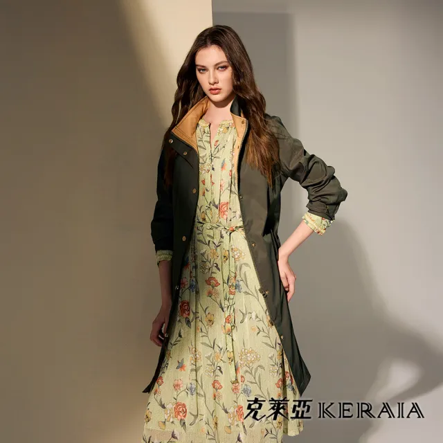 【KERAIA 克萊亞】界限流光雙色率性風衣外套(附腰帶)