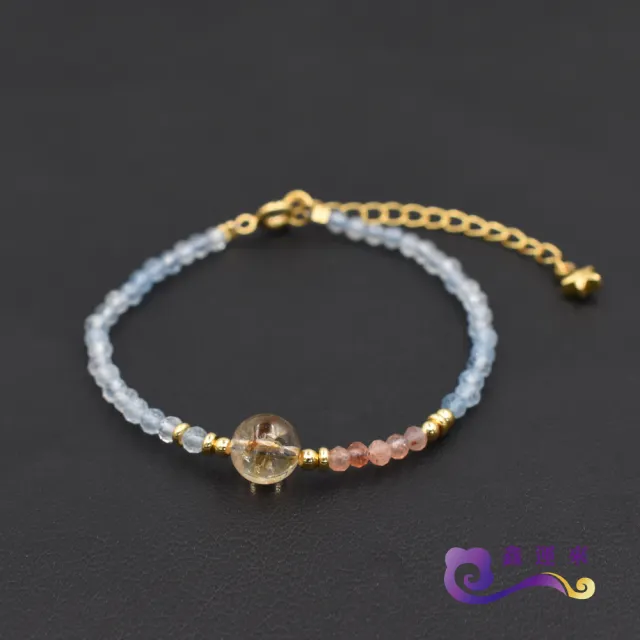 【鑫運來】◎海藍寶黃水晶鑽切手鍊