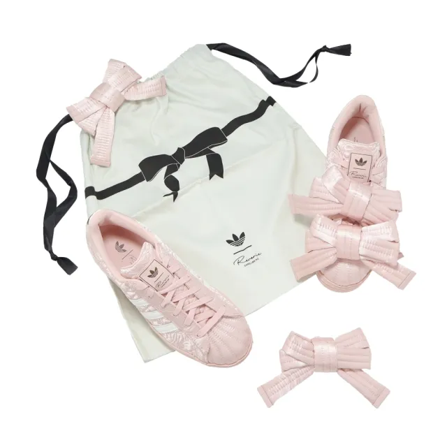 【adidas 愛迪達】x Caroline Hu Superstar W 女鞋 聯名休閒鞋 粉紅 大蝴蝶結 緞面 愛迪達(JQ8737)
