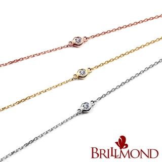 【BRILLMOND】18K金 天然鑽石 極細 經典優雅 手鍊三色選(天然鑽石3分)
