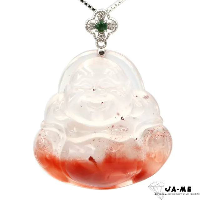 【JA-ME】天然保山南紅 精品冰飄花彌勒佛18k金吊墜