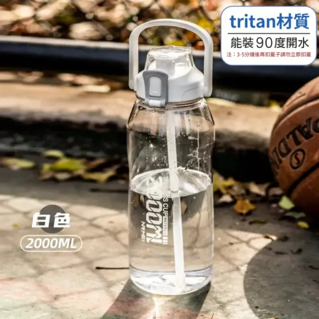 【灰熊厲害】美國進口Tritan材質一鍵彈蓋手提運動水壺2000ml