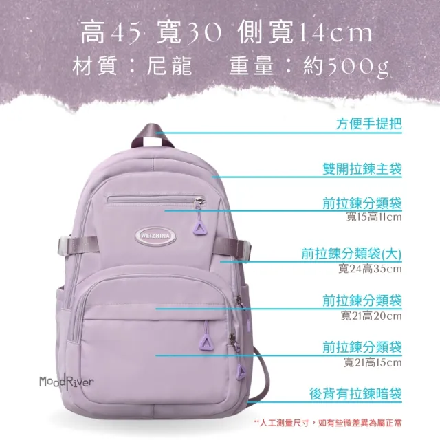【MoodRiver】雙11 素色 大容量 後背包 雙肩包 學生書包 多口袋 男包 防潑水 女生包包 旅行背包 筆電後背包