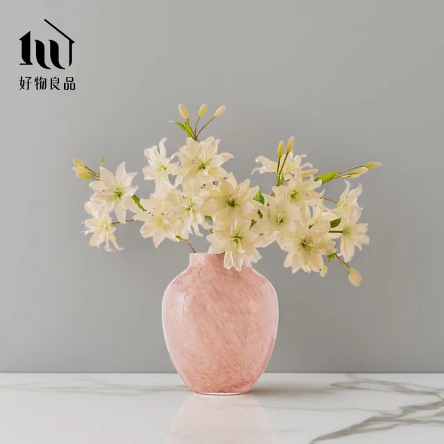 【好物良品】高質感繽紛手工藝術紋理漸變染色玻璃花瓶(花藝花器 插花裝飾品 桌面餐桌擺飾)