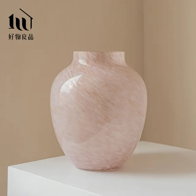【好物良品】高質感繽紛手工藝術紋理漸變染色玻璃花瓶(花藝花器 插花裝飾品 桌面餐桌擺飾)