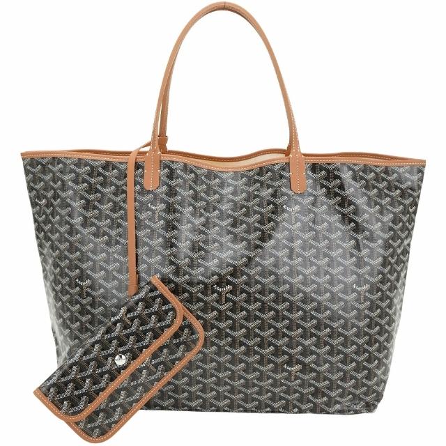 【GOYARD 高雅德】St. Louis GM 大款 高雅得棕色附收納袋防水圖騰帆布肩背托特包(托特包 肩背包 防水)