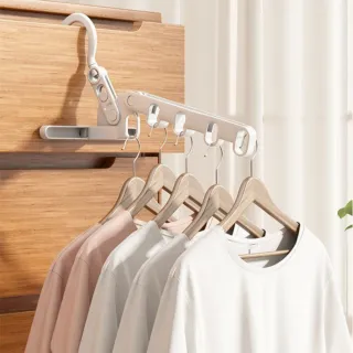 【INHOME】租屋專用折疊五孔晾曬衣架 6入組 一次可晾30件(旅行露營 衣架晾曬 折疊收納 小資租屋 小坪數)