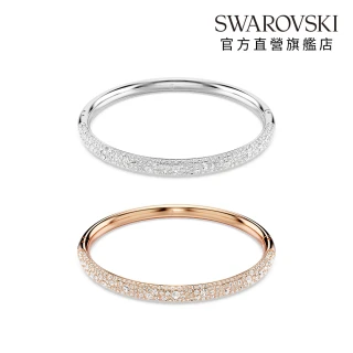 【SWAROVSKI 施華洛世奇】Meteora 手鐲 雪花密鑲 白色 鍍白金色/鍍玫瑰金色(2色任選_情人節禮物)
