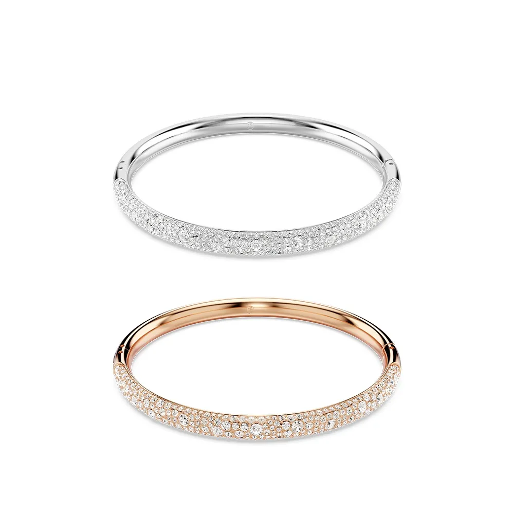 【SWAROVSKI 施華洛世奇】Meteora 手鐲 雪花密鑲 白色 鍍白金色/鍍玫瑰金色(2色任選_情人節禮物)
