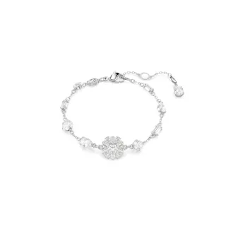 【SWAROVSKI 施華洛世奇】Idyllia 手鏈 混合式切割 雪花 白色 鍍白金色(情人節禮物)