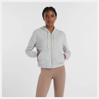 【NEW BALANCE】NB 外套 女 運動連帽外套 短版 薄絨 美規 灰 WJ53508AG(S2298)