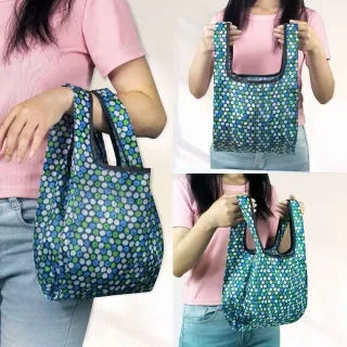 【FIFIOO 杏屋家居】超質感厚實手腕立體環保購物袋 可折疊 收納袋 隨身攜帶(小款 23x19x12)